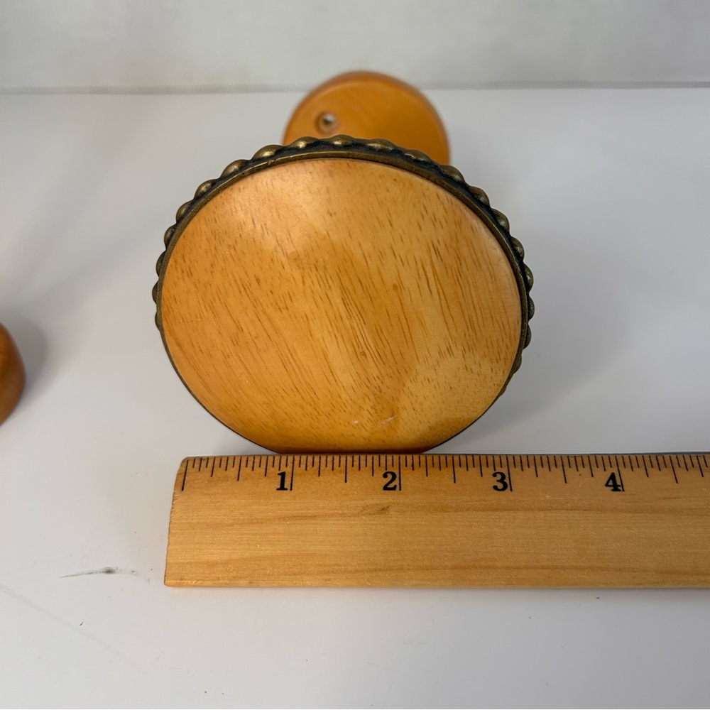 Vintage Wooden Round Curtain Tie Backs Farmhouse MCM Cabin Lodge Rustic - Picture 9 of 10